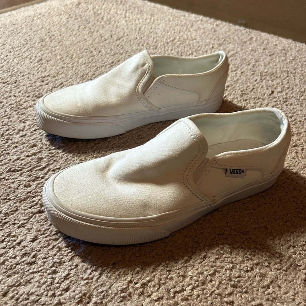 Vans Off-White Canvas Slip-Ons